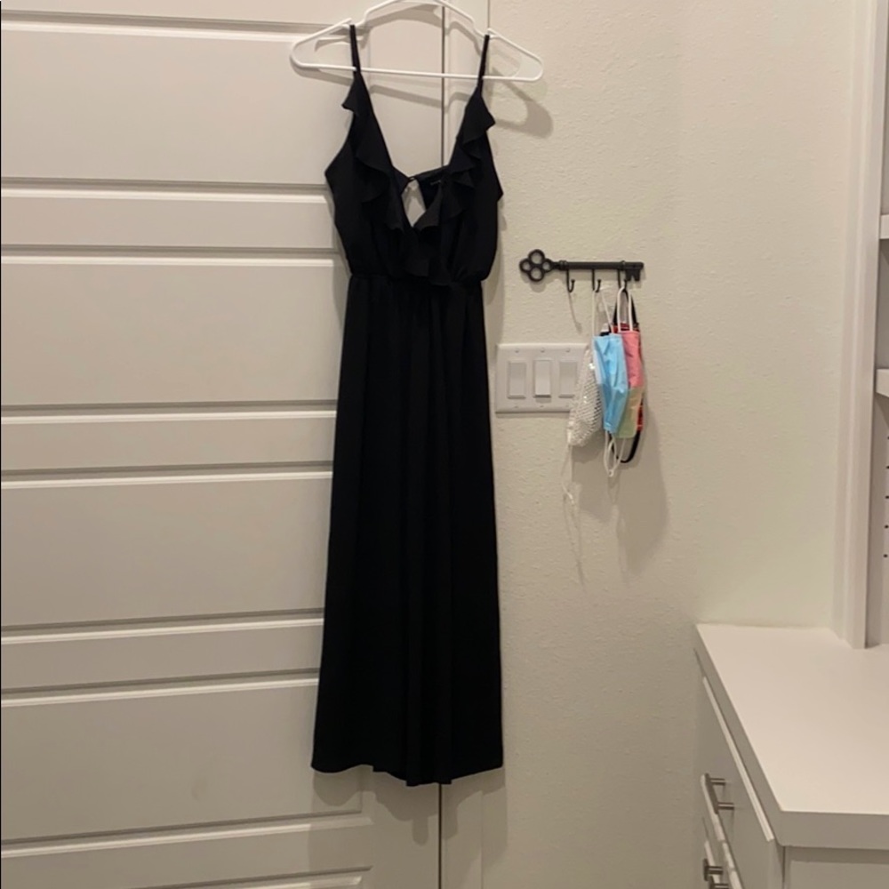 Long spaghetti strap black dress